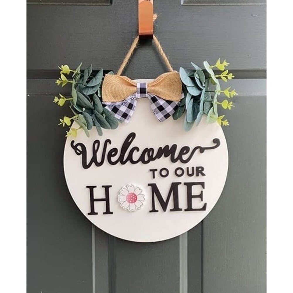 New Interchangeable Welcome Sign for Front Door Decor, Welcome to Our Home